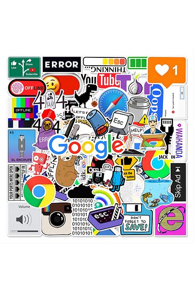 Miniso 50PCS 10/30/50pcs Cartoon Programming 404 Network Error Graffiti Stickers Laptop Motorcycle Car Skat