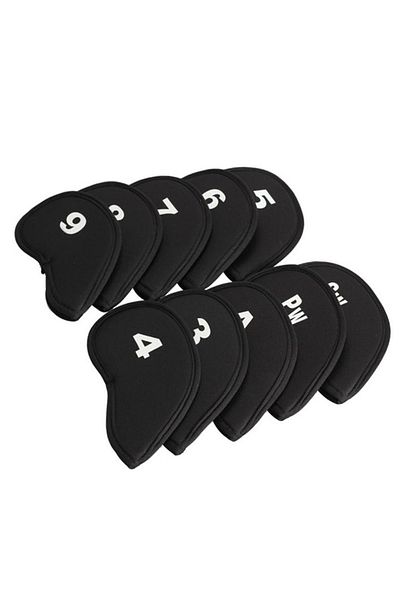 Choice black 10pcs Golf Shaft Protectors, Golf Accessories, Numeric Alphabet Printing, Dustproof, Waterproo