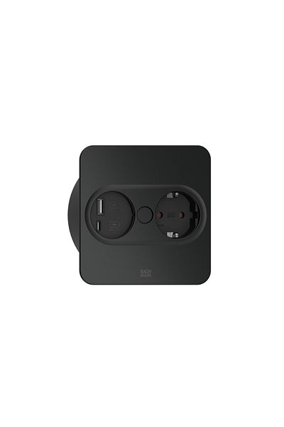 Bachmann TWIST 2 square built-in multi-socket, 2 sockets and 2m cord, matt black
