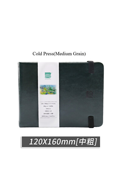 Choice دفتر باوهونغ أخضر ١٢×١٦ سم، ٢٤ ورقة، ألوان مائية، سفر، جلد، غلاف كتان،...