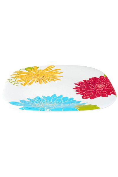 OEM Farfurie Gemma, patrata, 21.5 cm, cu crizanteme, multicolor