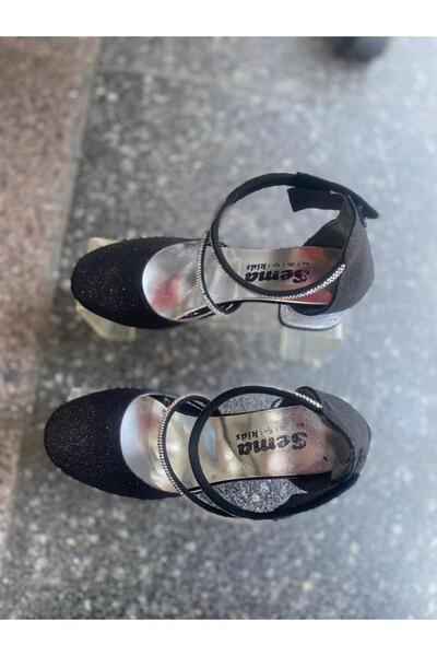 Metin Ayakkabı Black Outer Material Shiny Skin Leather Transparent Heels Children's Heels Shoes