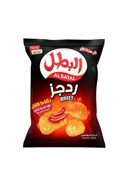 Al Batal رقائق البطاطس ريدجز بنكهة شطة حارة، 155 غرام