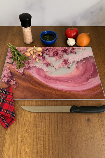 Antibakteriyel Purple wood Cam Kesme Tahtası | Çizilmeye, Isıya, Kırılmaya Dayanıklı 20cm X 30cm