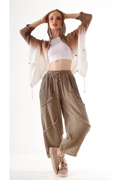 shE tekstil Pockets Mesh Linen Trousers