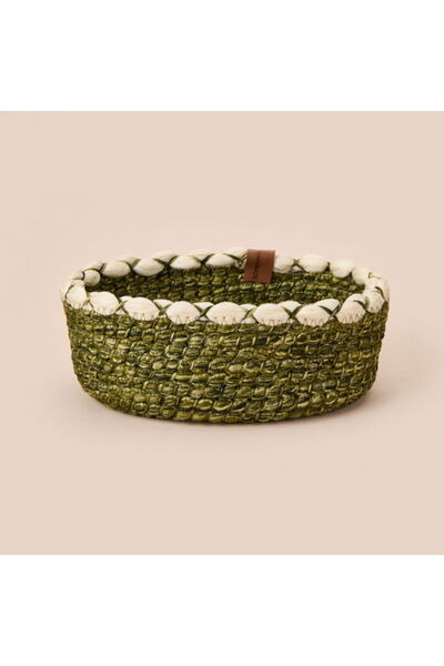 Simple Living Green Culture Decorative Basket - Cream / Green - 21X8 cm
