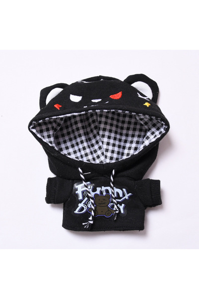 Choice ملابس لابوبو سوداء لدمية ١٥/١٧ سم، بقلنسوة دب أنيقة مع قبعة شيطان من ا...