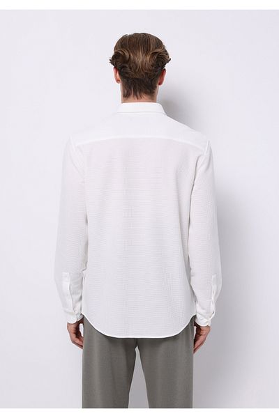 Colin's Regular Fit Shirt Neck Plain Men's White Long Sleeve Shirt