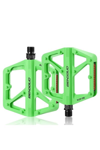 Choice Green Double DU Bearing Ultralight Bike Pedals with Reflector Mountain Road Bike Flat Pedals Bicycle