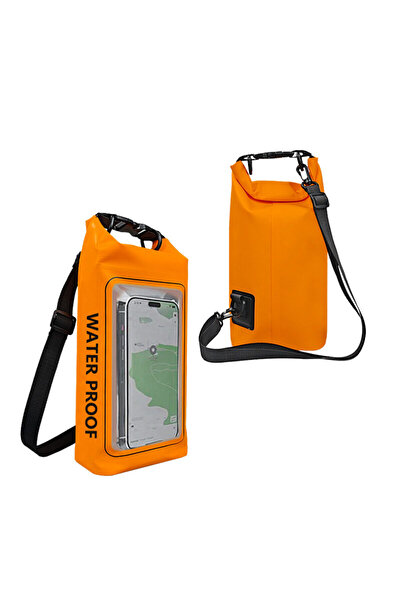 Choice حقيبة جافة برتقالية سعة 2 لتر مزودة بشاشة تعمل باللمس وحقائب مقاومة لل...