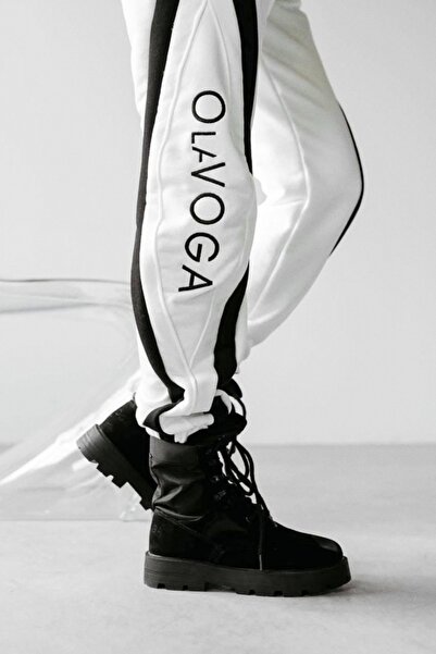 FashionForYou Γυναικείο αθλητικό παντελόνι VOGA, με βαμβάκι και τσέπες, λευκό