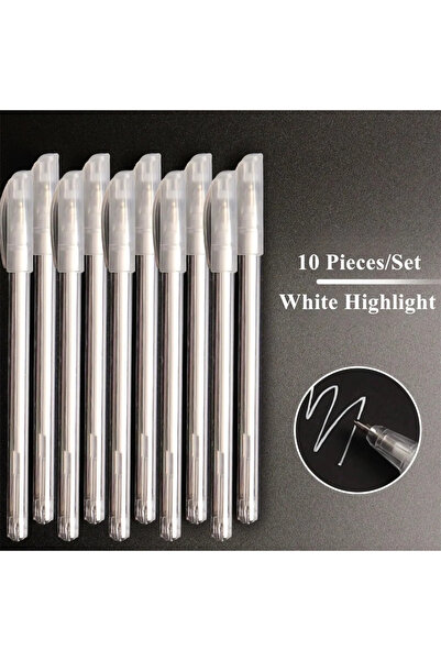 Choice مجموعة من 10 قطع، 5/10 أقلام تحديد جل أبيض 0.8 مم للرسم الفني والتخطيط...