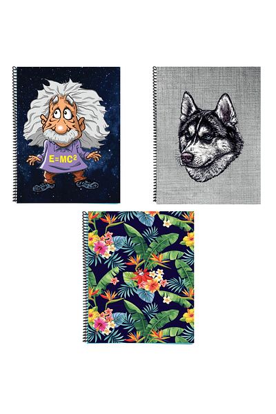 FLY COLOR Spiral Printed Cover A5 80 Sheets Lined Ring Binder School Notebook Set