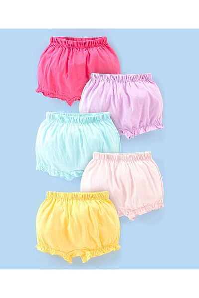Babyhug 100% Cotton Knit Solid Bloomers Pack of 5 - Multicolour