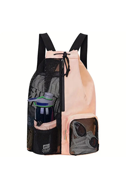 DUTRIEUX حقيبة ظهر شبكية للسباحة وردية اللون مزودة برباط وجيب للأنشطة الرطبة،...