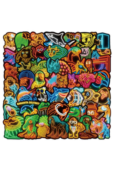 Choice 50 قطعة 10/30/50 قطعة ملصقات حيوانات تجريدية نيون تونغ تونغ ساحور حيوا...