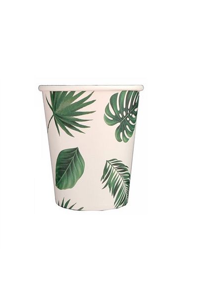 SDX Market Set of 8 cardboard party cups, leaf type, 8.5 cm, 175 ml