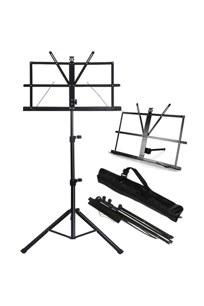 Choice black Portable and Adjustable Stable Music Stand with Carrying Bag - Collapsible and Folding Metal M