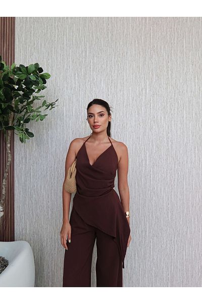 ESRAHELVACI Asymmetrical Tie-Up Blouse Set
