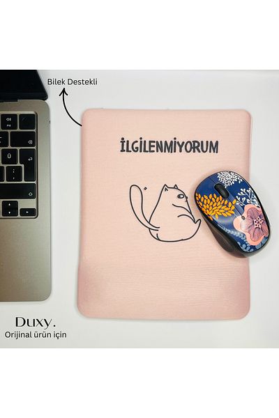 Duxy Witty Cat Wrist Supported Mouse Pad, Non-Slip Base, Comfortable and Soft Mousepad for Home Office and Gaming