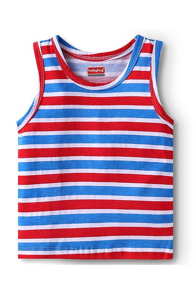 Babyhug Single Jersey Knit Sleeveless Antibacterial Vests Pack Of 3-Yellow Blue & Red