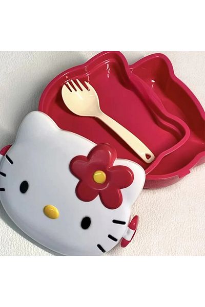 Miniso hello kitty Sanrio Hello Kitty Double Layered Lunch Box Cute Girl Heart Lunch Box Cartoon Student Be