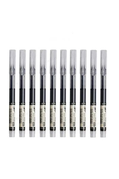 Choice black-10pcs 10Pcs/set High Quality Needle Type Gel Pens Straight Liquid Ballpoint Pen Kawaii Station