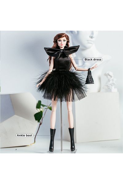 Choice Not included doll Black elegance-D 32cm Supermodel Doll Clothes Suit European Fashion Black Romantic