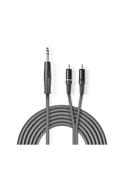 Nedis Cablu audio stereo JACK 6,35 mm mascul la 2x RCA mascul 1,5 m gri