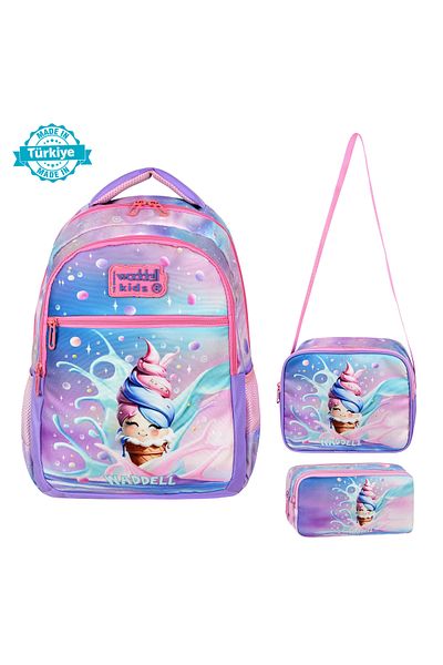 WMİLANO Licensed Ice Cream Patterned Primary School Backpack, Lunchbox and Pen Holder