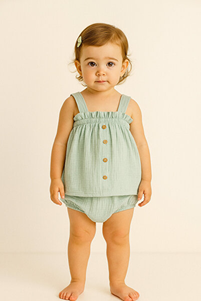 Kidaxi Muslin Strap Blouse and Panties Set 3-6/6-9/9-12/18-24 Months