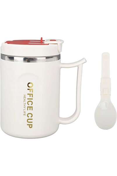 Evistro Stainless Steel Leakproof Coffee Thermos with Spoon 500 ml White-Red ...