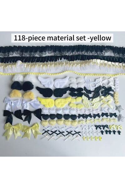 Choice YELLOW 118 Black Color Series Accessories Set Pink Lace Material Set H...