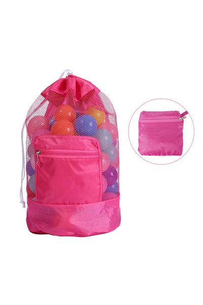 Choice rose red Mesh Swimming Bag For Children Portable Beach Bag Foldable Beach Toys Basket Storage Bag Ki