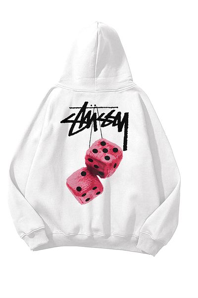 Trendiz Unisex Stüssy Zar Φούτερ Λευκό