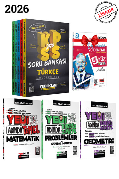 Yediiklim Yayınları KPSS 2026 Lisans Tüm Dersler Soru Bankası+Mehmet Bilge Yı...