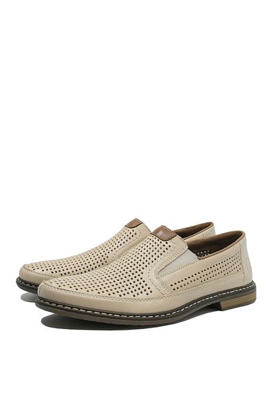 Rieker Pantofi casual bej din piele naturală cu perforații