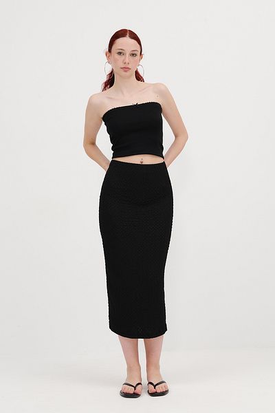 Addax Textured Midi Skirt E0575
