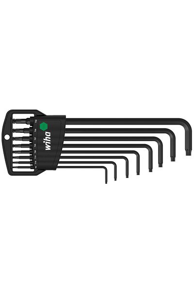 wiha Classic L-shaped torx key set with ball head, black, TX9-TX40, 9 pieces, cardboard box