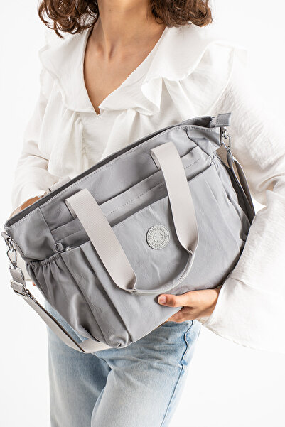 Sanmorris Sn 4017 Water Resistant Multi Compartment Crinkle Bag Sleeve Bag Shoulder A.Grey