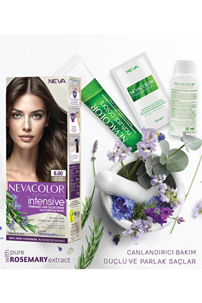 Neva Color INTENSIVE 6.00 KOYU KUMRAL Kalıcı Krem Saç Boyası Seti