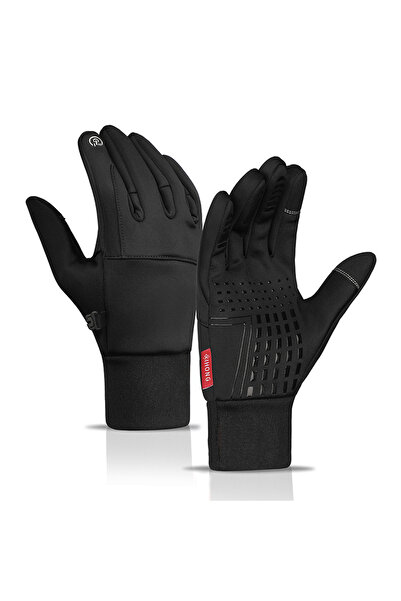 Choice قفازات دراجات نارية خارجية سوداء مقاس M مع عزل شتوي وغطاء مقبض دراجة ك...