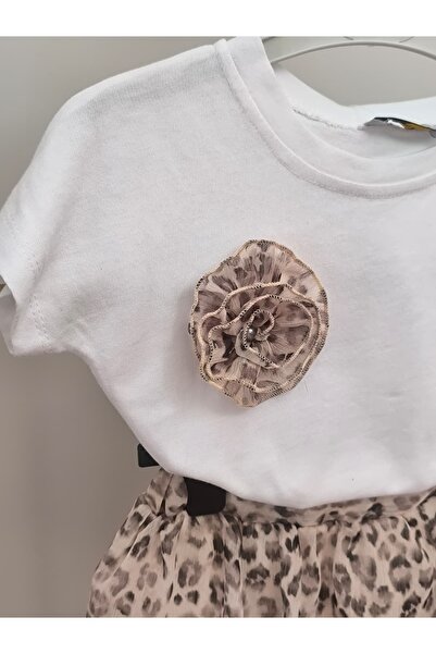 kidsense Girl's Collar Flower Detailed Chiffon Skirt Eid Suit