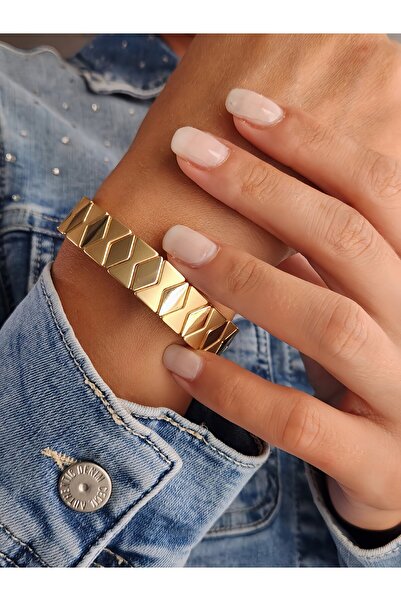 Eva Takı Store Baklava Model Mat Görünümlü Esnek Lastikli Saat Yanı Kelepçe