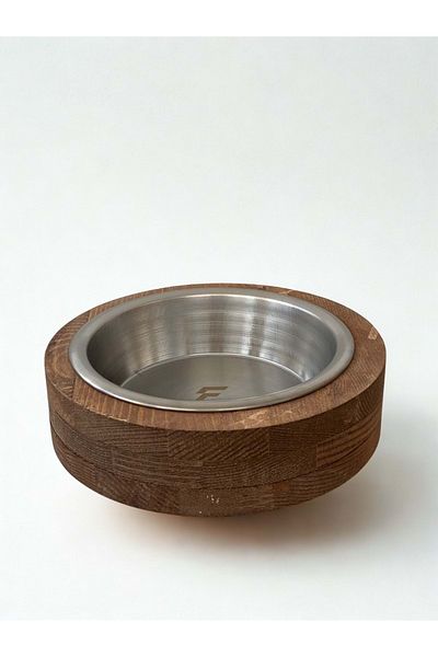 Fitline Natural Wooden Food or Water Bowl Single Dark Large