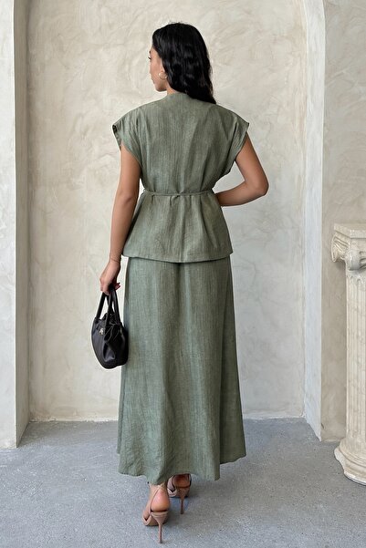 MD trend Women's Tie-Up Vest Skirt Double Set