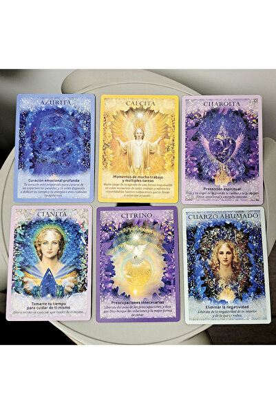 Choice 10.5*7.5cm Spanish Edition Crystal Angels Oracle Deck 44 Pcs Oracle Cards