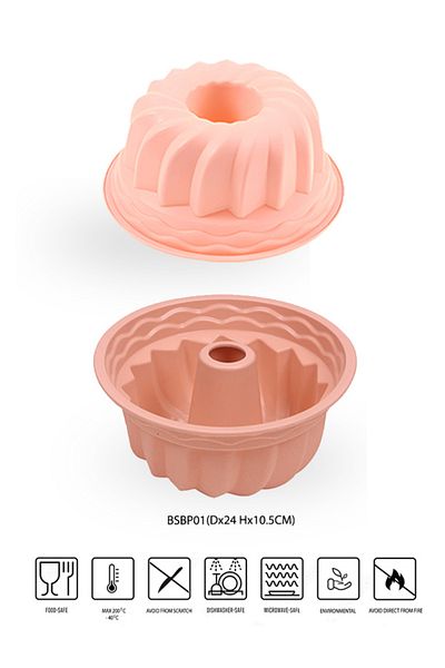 Bisbell Silicone Round Flute Pan,Cake Pan Fluted Tube Cake Pans for baking,BB3375