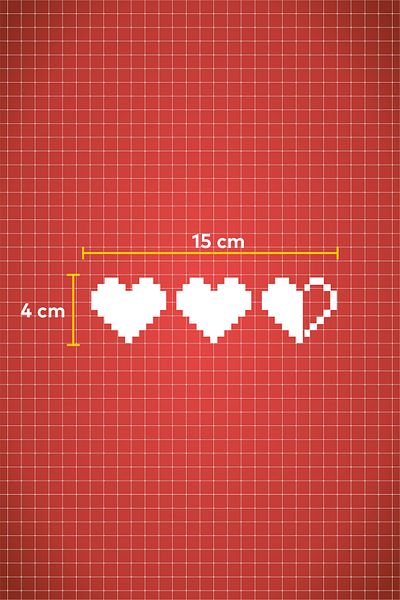 Quart Aksesuar 15 x 4cm Pixel Heart Sticker Motor Car Helmet Laptop Sticker