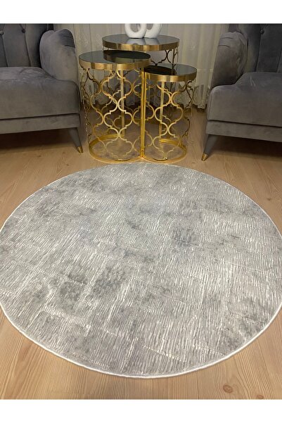 Alya Home Kaymaz Tabanlı Yuvarlak Aksu Yolluk Halı Banyo ve Tuvalet Paspası S...